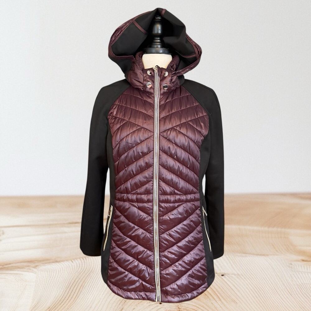 Guess Sports Performance Coat Jacket Hoodie Purple Sz L Hybrid Puffer Outdoors‎